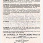 New York State Honours Prof D Madhu Krishan 1